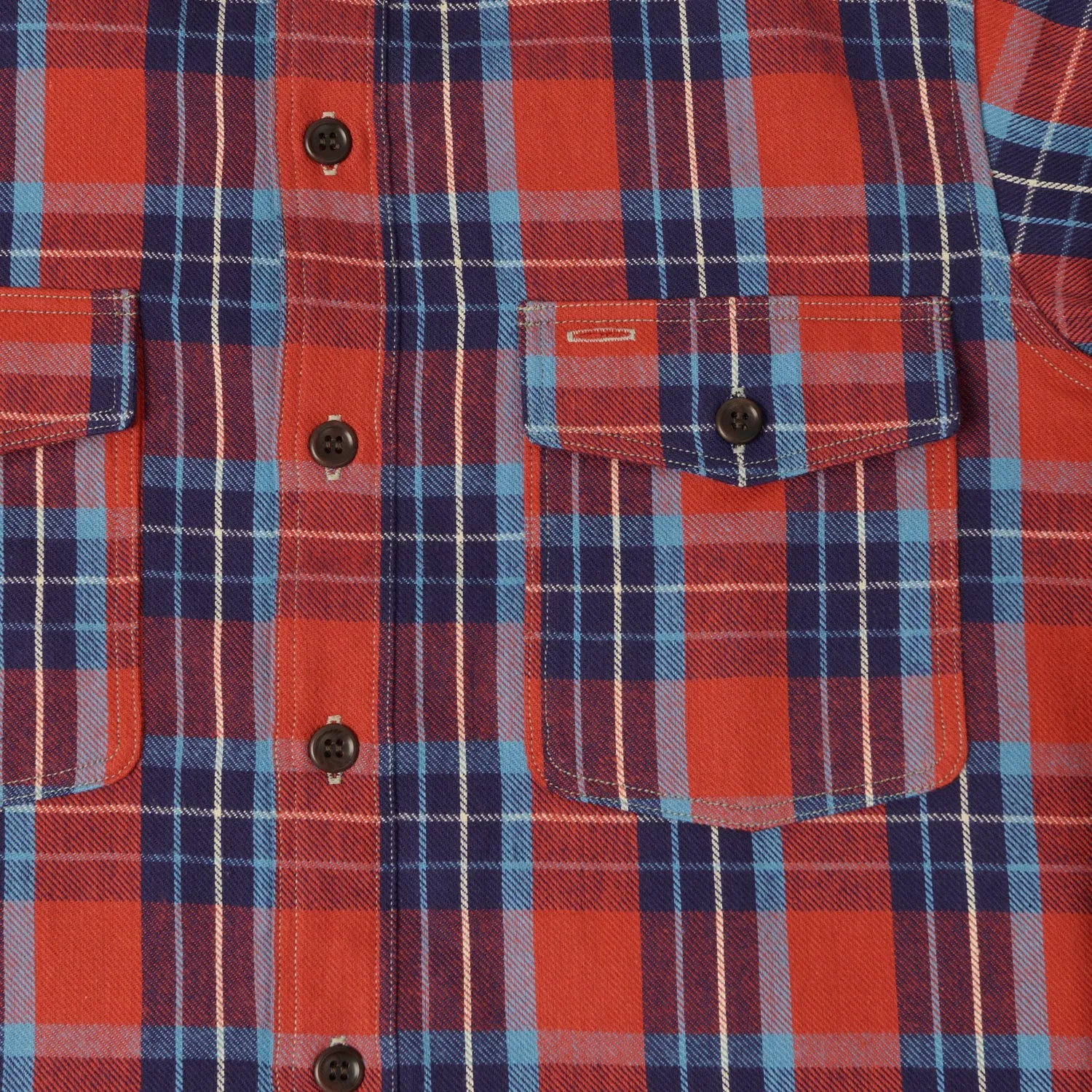 Warehouse & Co 3022 'G Pattern' Check Flannel Shirt - Salmon/Navy