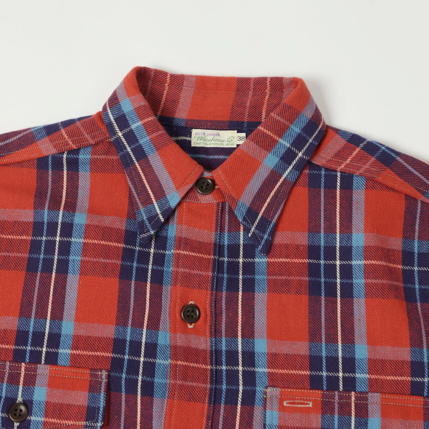 Warehouse & Co 3022 'G Pattern' Check Flannel Shirt - Salmon/Navy