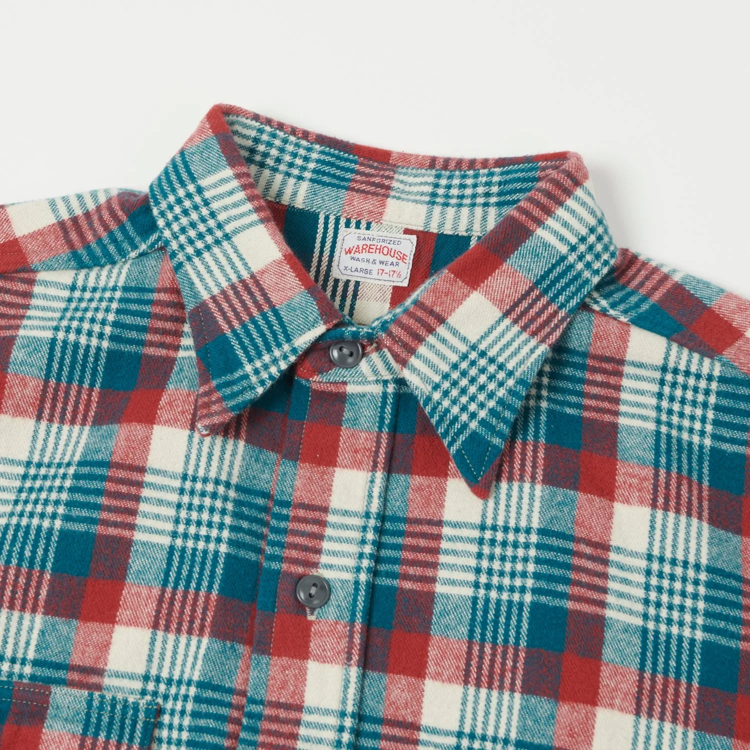 Warehouse & Co 3104  Flannel Shirt 'D Pattern' - Blue Green