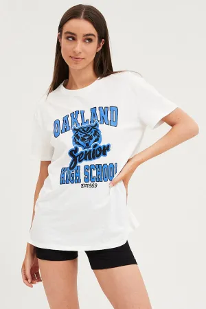 White Graphic T Shirt Short Sleeve