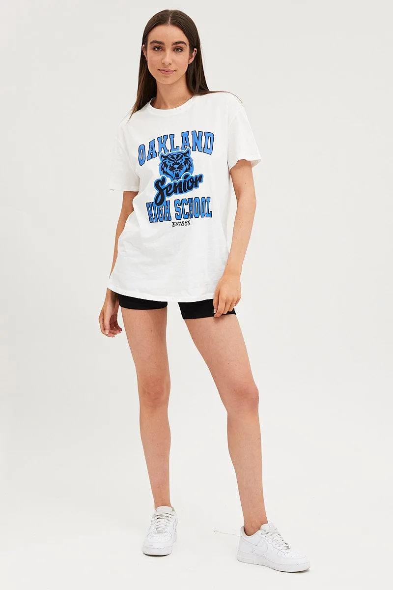 White Graphic T Shirt Short Sleeve