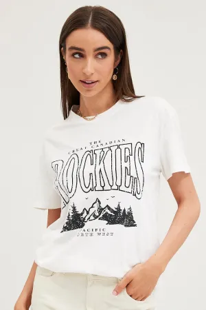 White Graphic T Shirt Short Sleeve