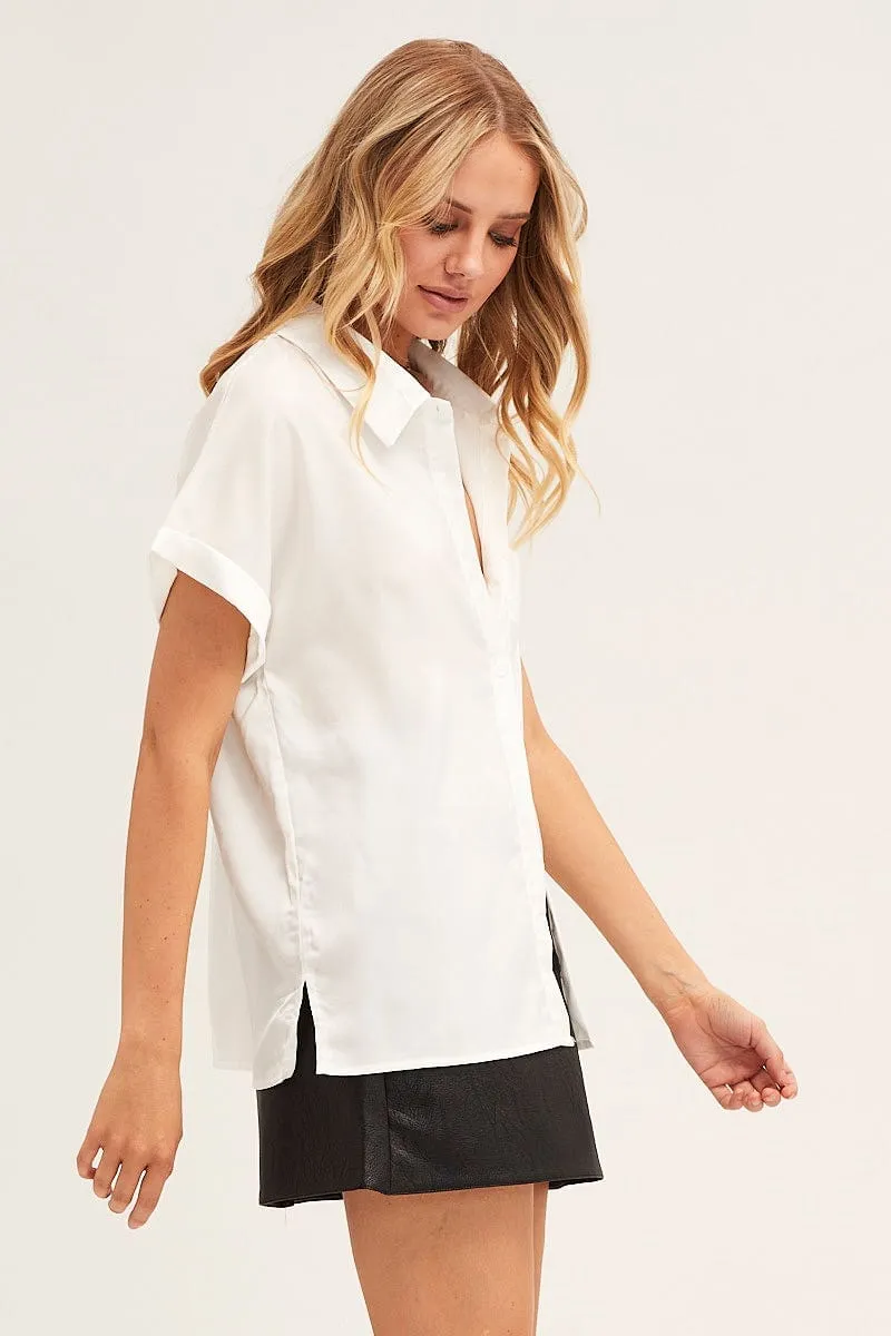 White Short Sleeve Button Shirt
