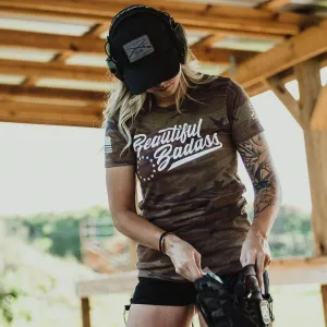 Women's Beautiful Badass T-Shirt - Woodland Camo