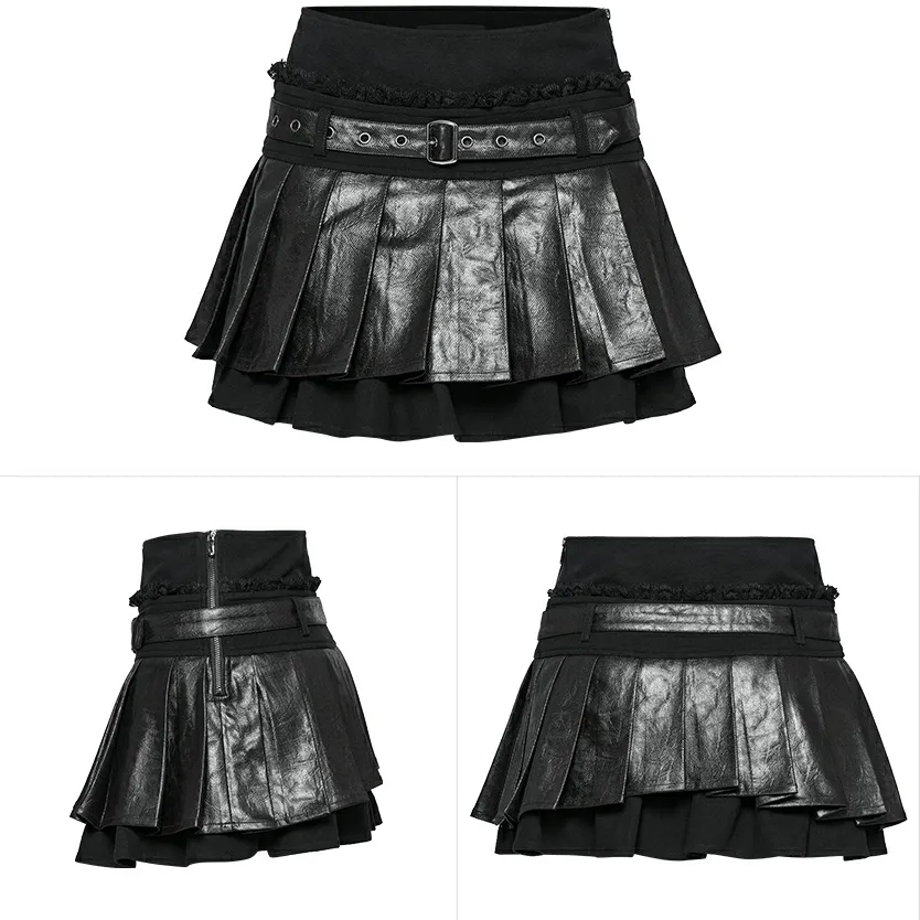 Women's Punk High-waisted Layered Pleated Skirt