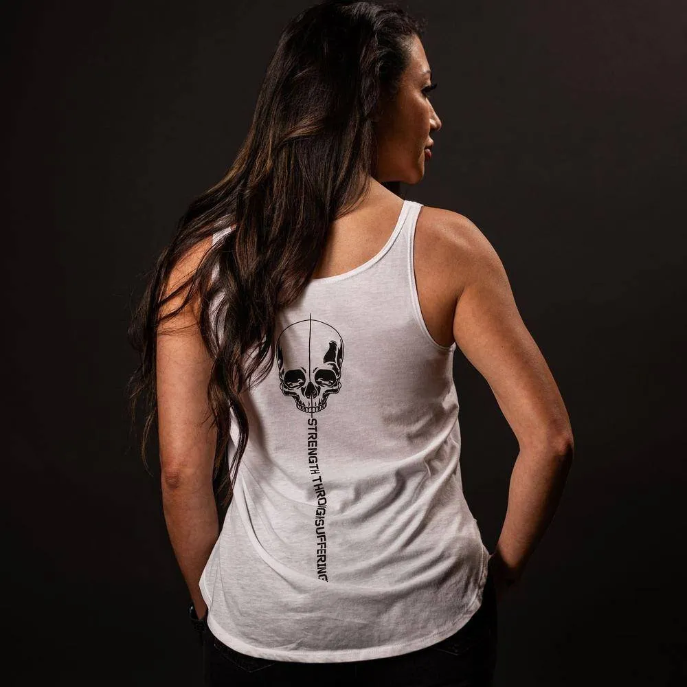 Women's Strength Through Suffering Flowy Tank - White