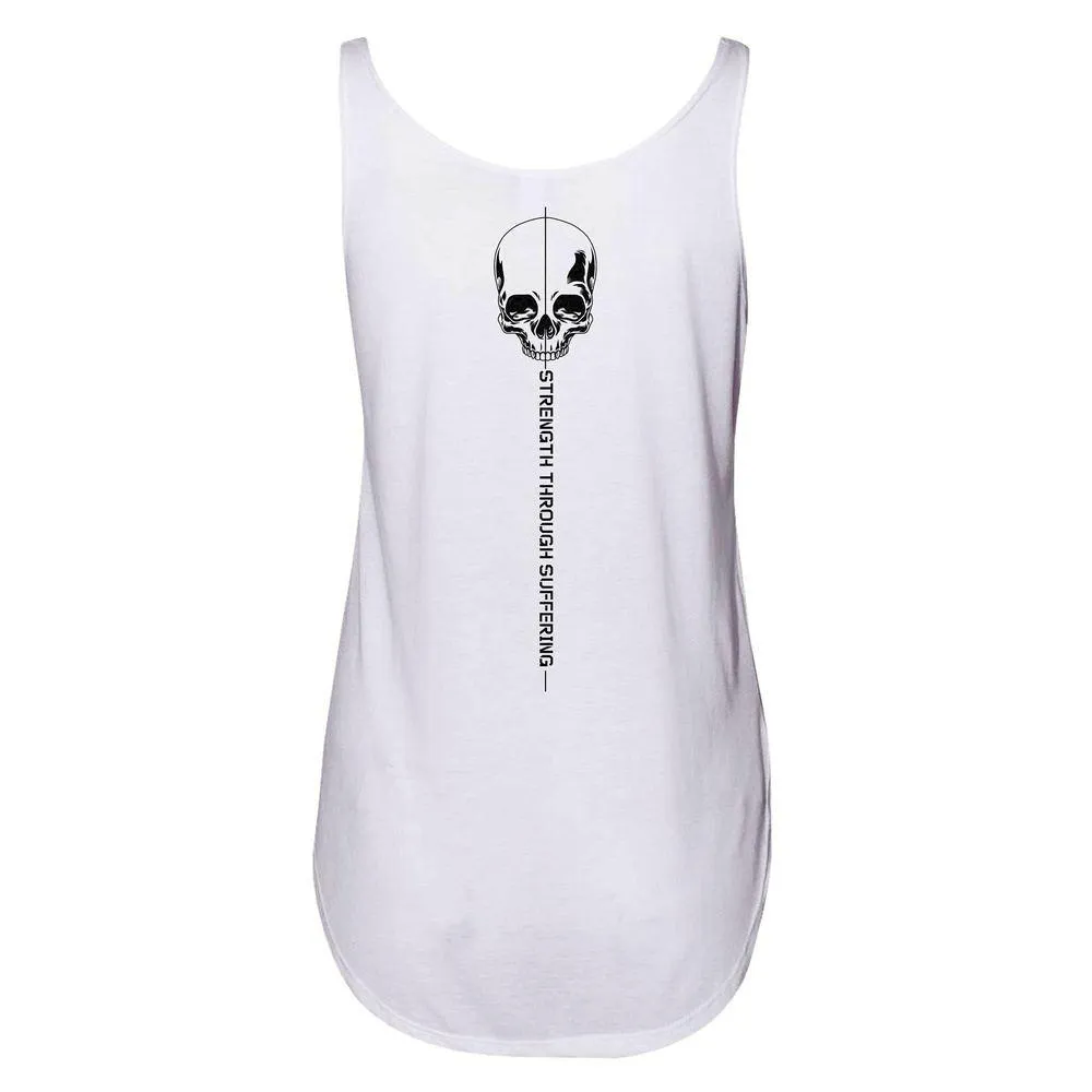 Women's Strength Through Suffering Flowy Tank - White