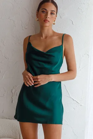 Xanadu Cowl Neck Slip Dress Forest Green