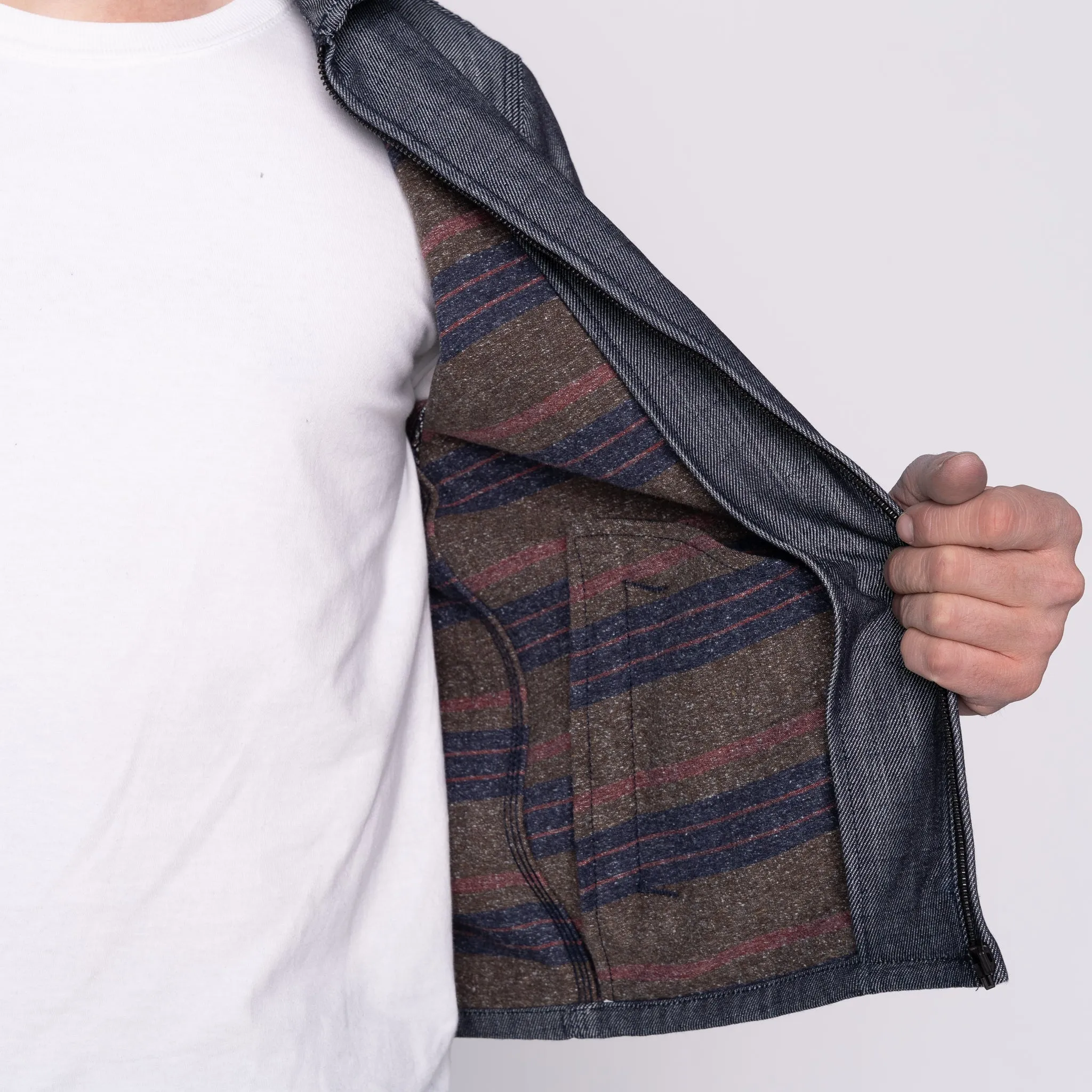 Zip Jacket - Blanket Lined Indigo x White